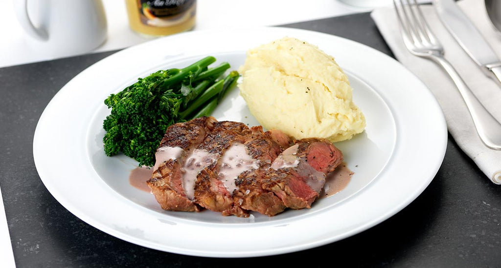 Scotch Beef Rib Eye, Broccoli, Horseradish Mustard