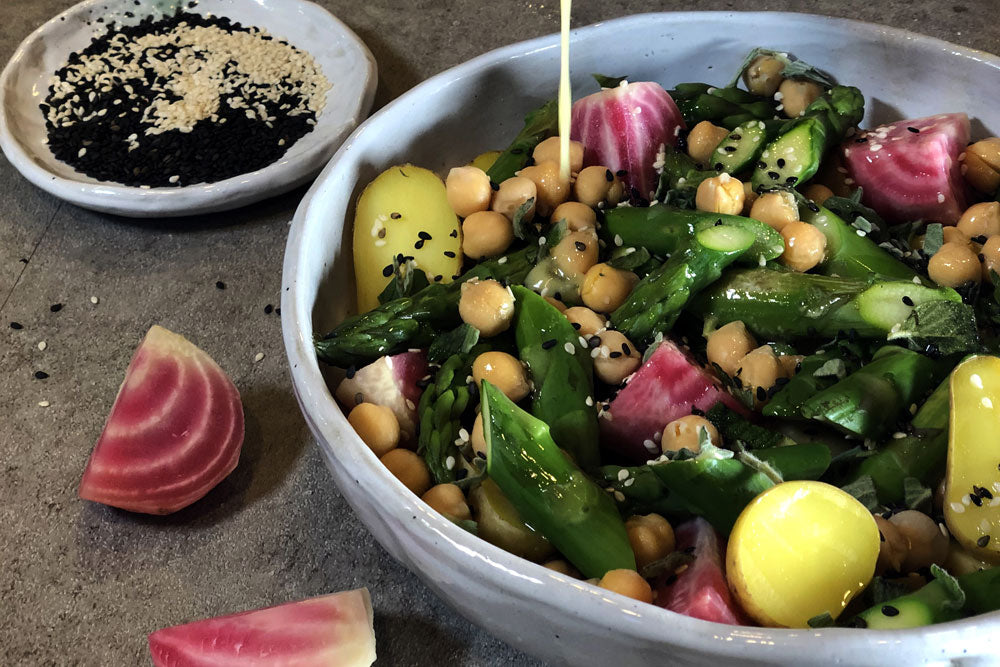 New Potato & Asparagus Salad with Maille Mustard Dressing