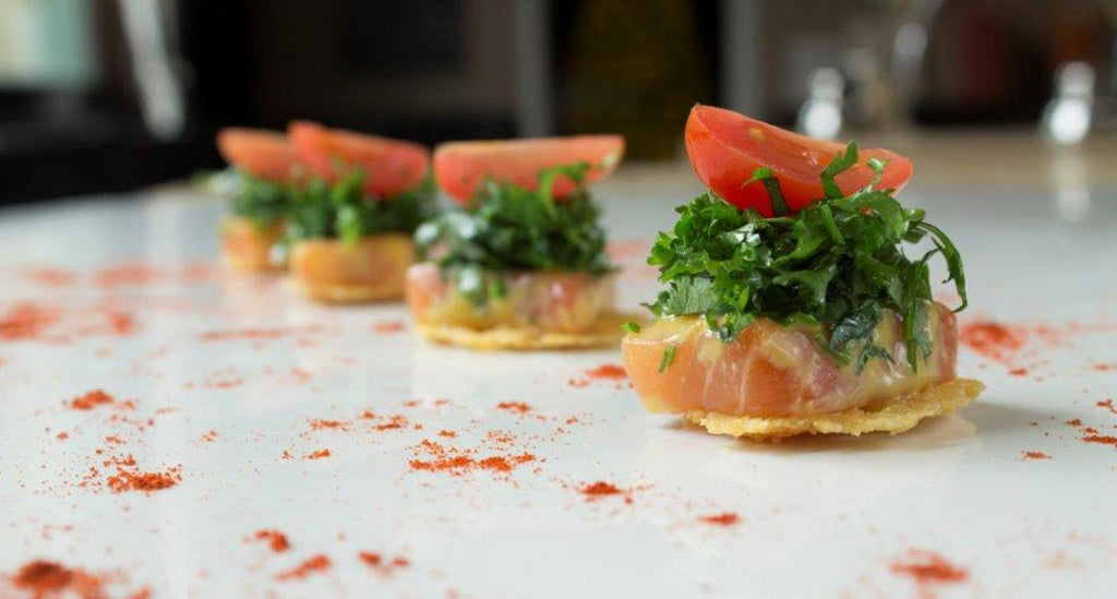 Salmon Sashimi, Honey Mustard & Herb Salad