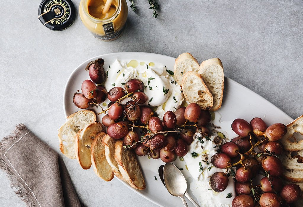 Roasted Grapes with Burrata