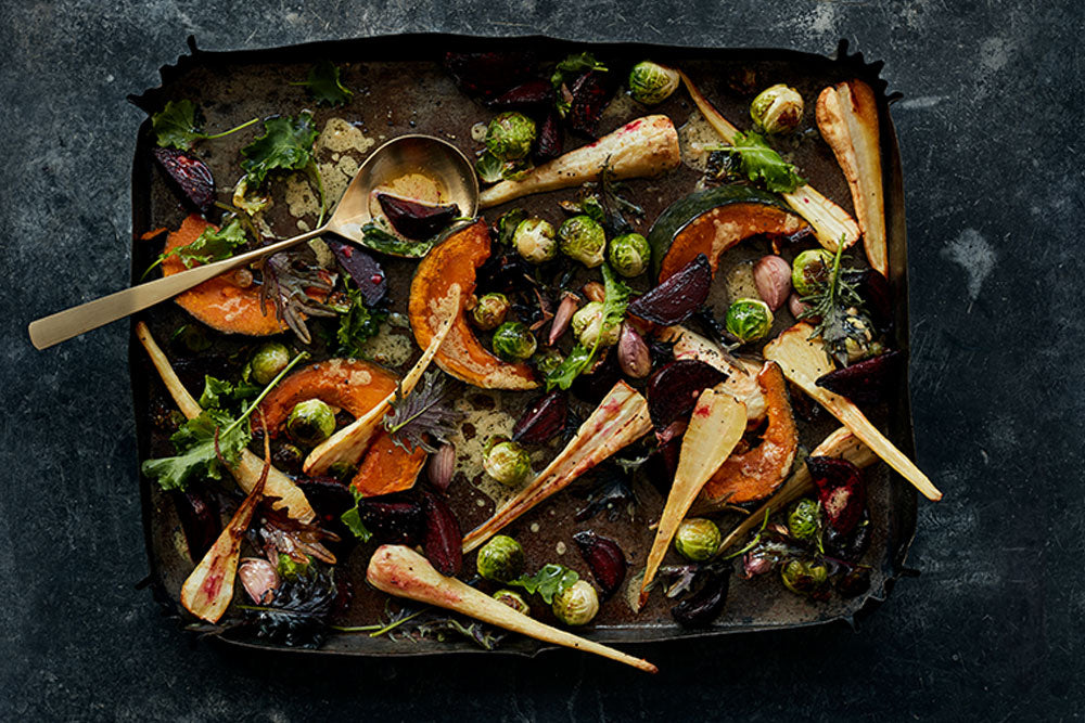 Roasted Vegetables with Rosé Wine Mustard Dressing